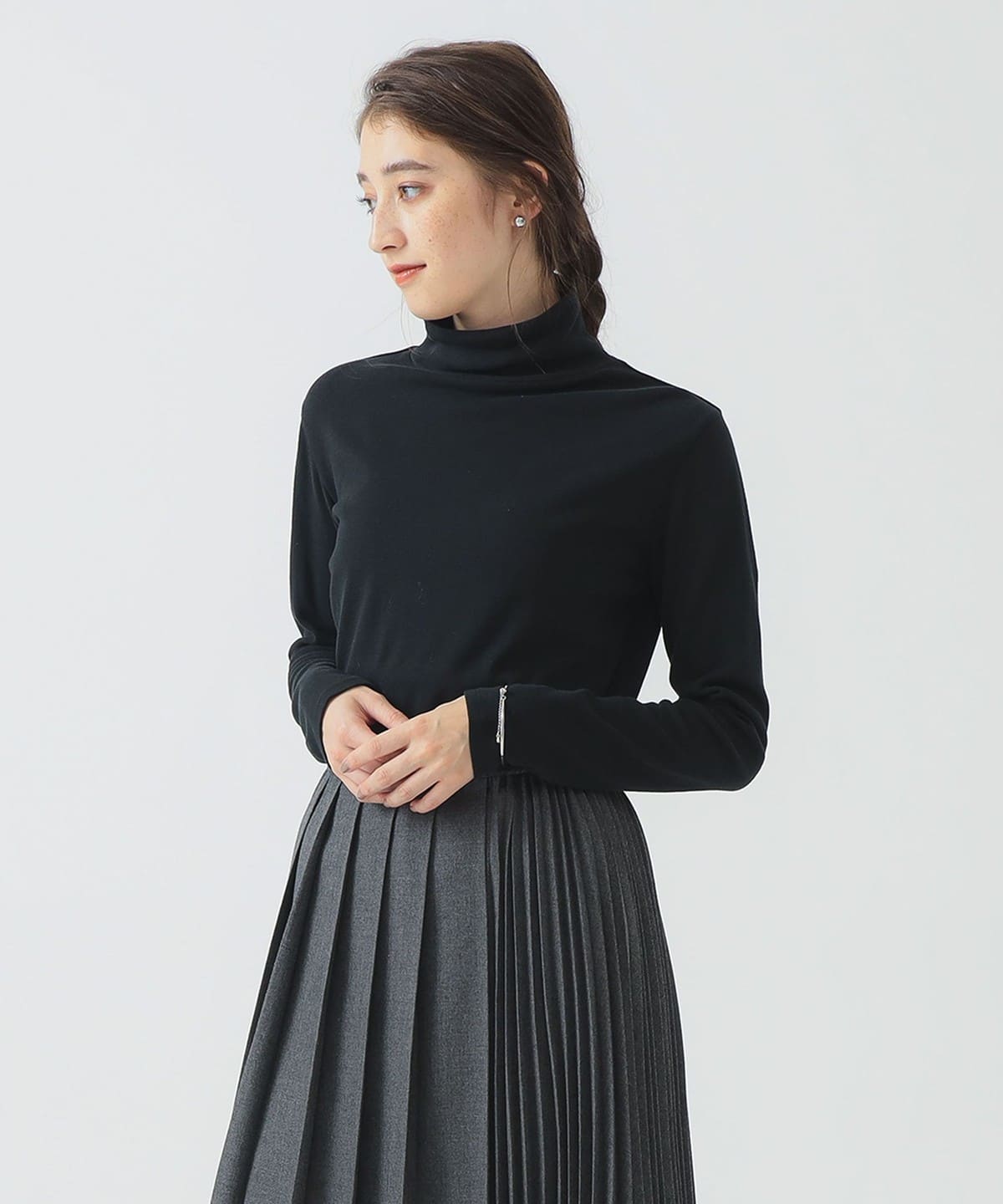 スムース タートルネック カットソー Tシャツ・カットソー WOMEN BLACK ONE SIZE スムース タートルネック カットソー Tシャツ・カットソー WOMEN BLACK ONE SIZE