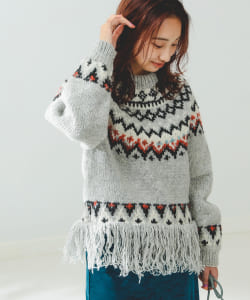 NEPALHANDKNIT × B:MING by BEAMS / 別注 フリンジ プルオーバー