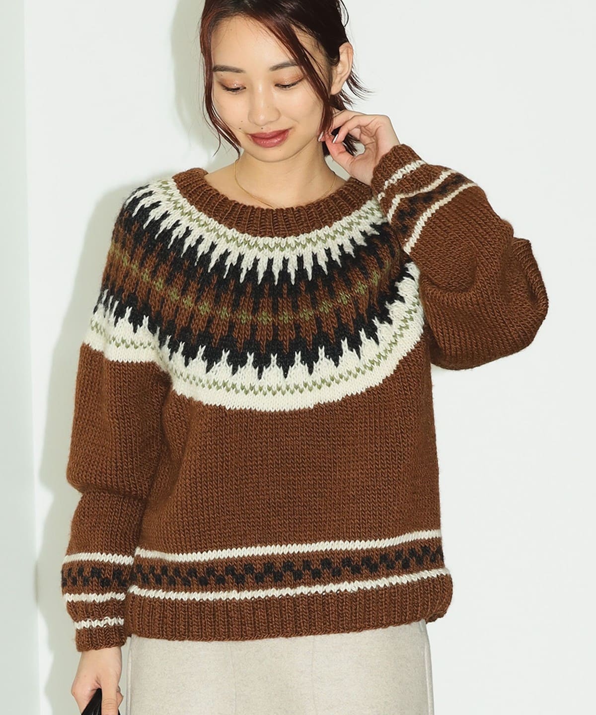 NEPALHANDKNIT × B:MING by BEAMS / 別注 求心柄 ニット プル 