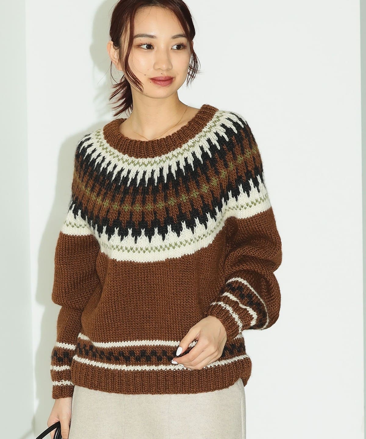 NEPALHANDKNIT * B:MING by BEAMS / 別注 求心柄 ニット プルオーバー-