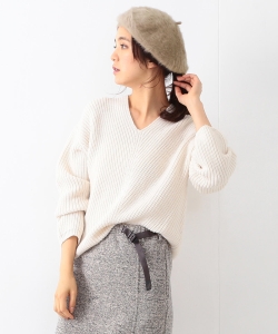 B:MING by BEAMS / アーサー片畦 Vネック ニットプルオーバー 17AW