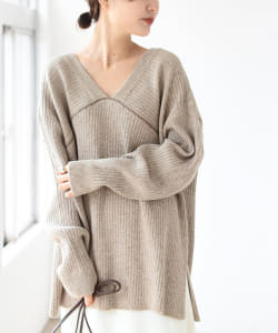 B:MING by BEAMS / ネップ リブ Vネック プルオーバー