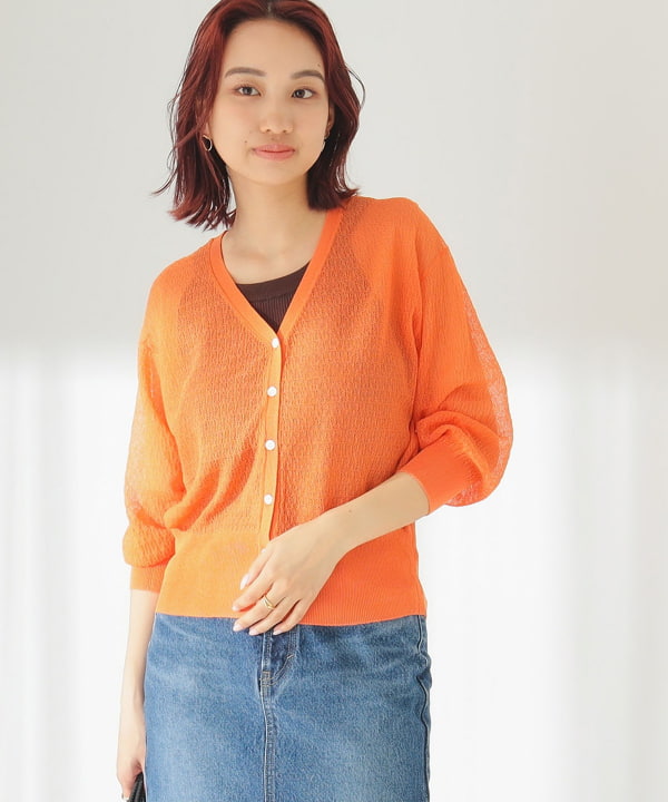 B:MING by BEAMS（ビーミング by ビームス）シアー ニットカーディガン