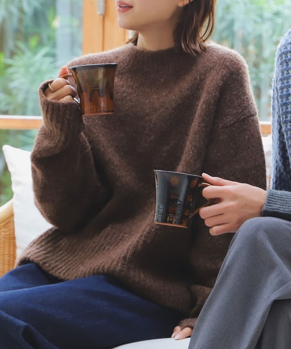 reddish brown ニットプルオーバー