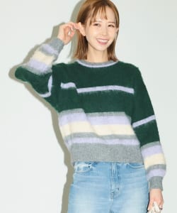 ▲B:MING by BEAMS / マルチボーダー シャギー ニット プルオーバー