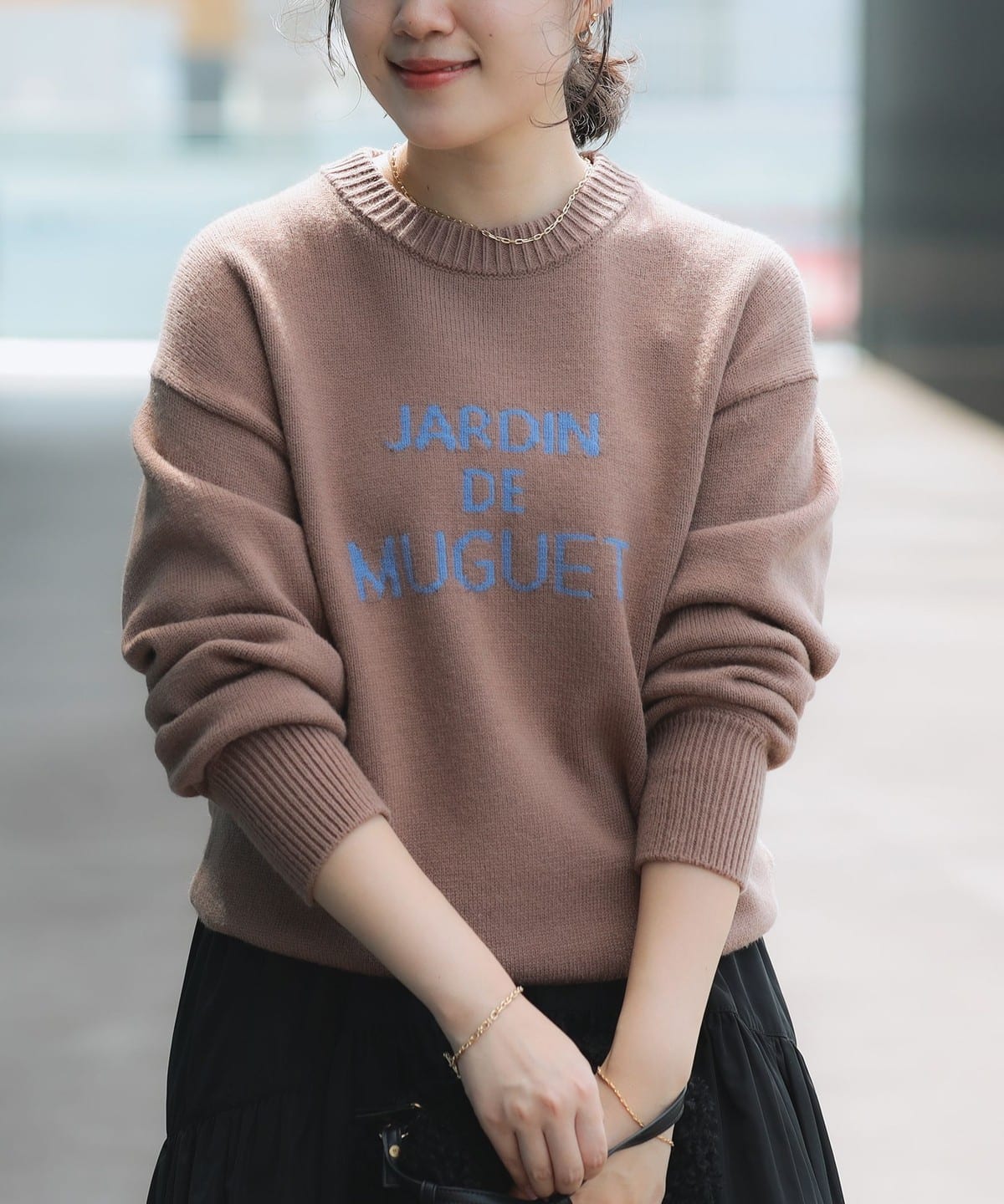 ロゴ インターシャ ニット トップス WOMEN BROWN ONE SIZE ロゴ インターシャ ニット トップス WOMEN BROWN ONE SIZE