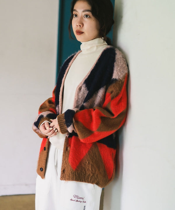 B:MING by BEAMS（ビーミング by ビームス）ambiance / Shaggy Diamond Pattern  Cardigan（トップス カーディガン）通販｜BEAMS