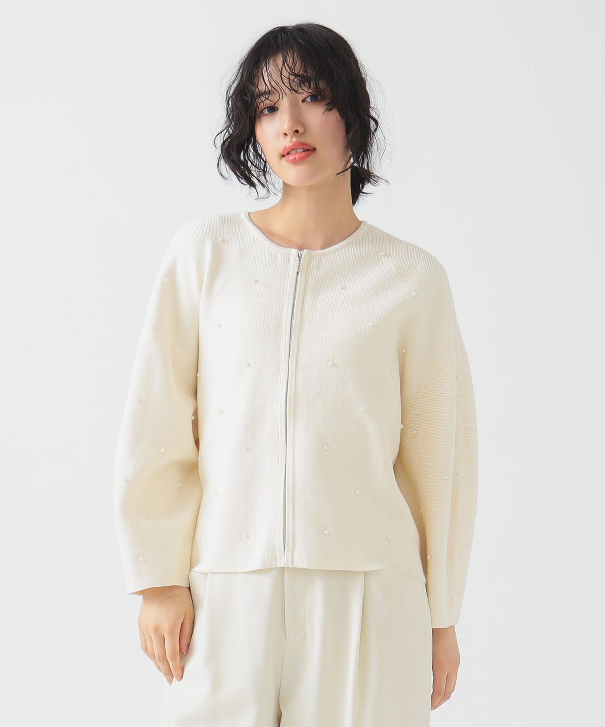 パール カーディガン トップス WOMEN OFF WHITE ONE SIZE パール カーディガン トップス WOMEN OFF WHITE ONE SIZE