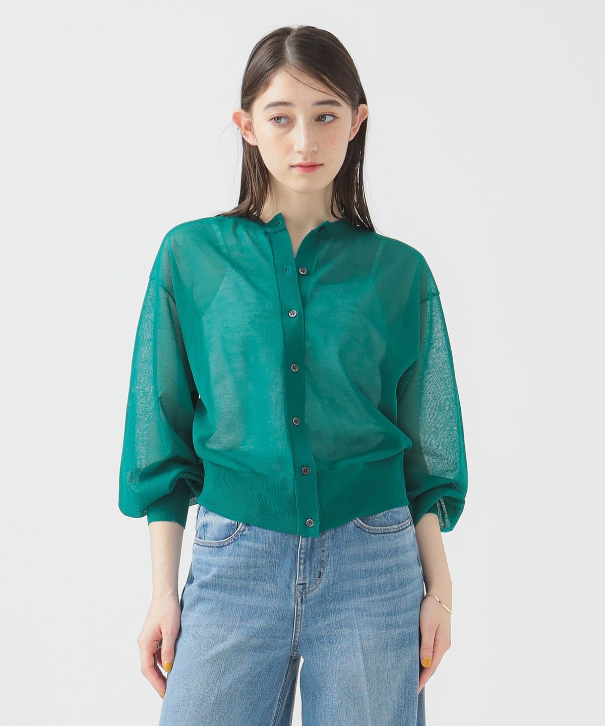 【手洗いOK】シアー ニット カーディガン トップス WOMEN GREEN ONE SIZE 【手洗いOK】シアー ニット カーディガン トップス WOMEN GREEN ONE SIZE
