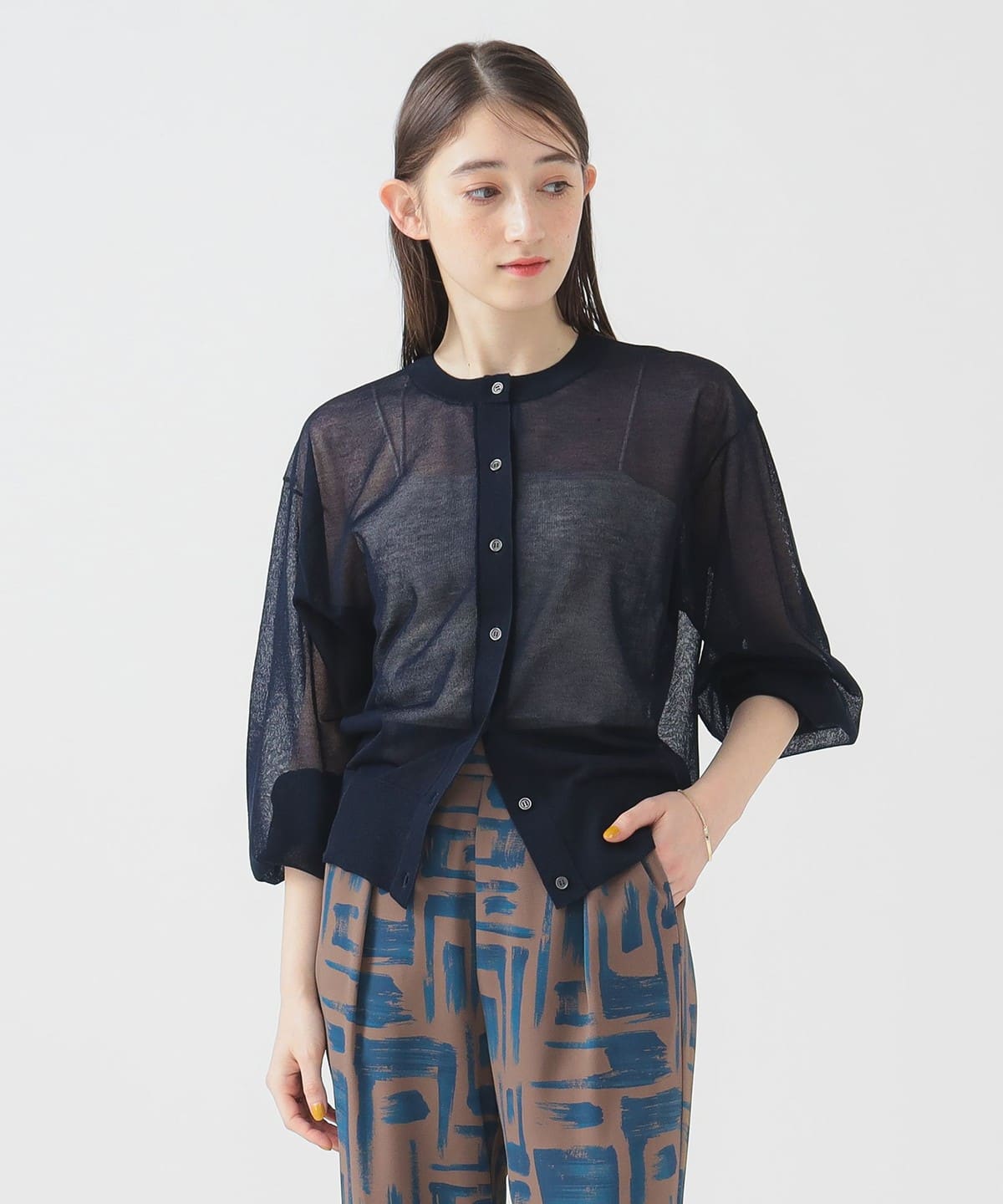【手洗いOK】シアー ニット カーディガン トップス WOMEN NAVY ONE SIZE 【手洗いOK】シアー ニット カーディガン トップス WOMEN NAVY ONE SIZE
