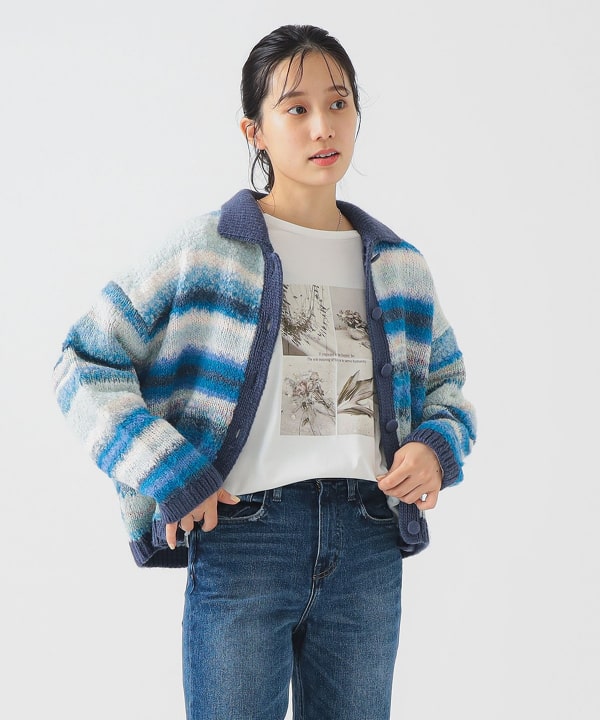 【BEAMS+ 】ネイビー ケーブルニット カーディガンＬ BEAMS+ 】ネイビー ケーブルニット カーディガンL Gap公式