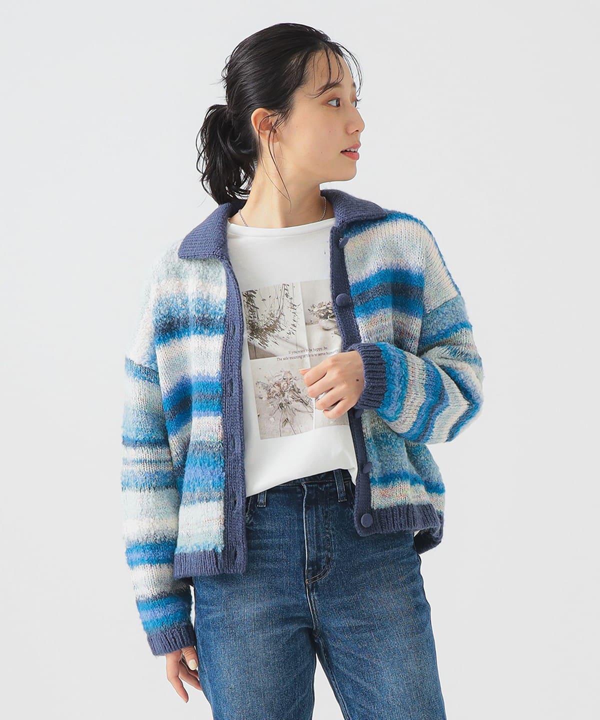 ニット カーディガン トップス WOMEN BLUE ONE SIZE ニット カーディガン トップス WOMEN BLUE ONE SIZE
