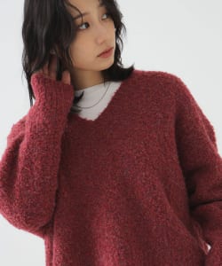 ロング Tシャツ × ブークレ ニット