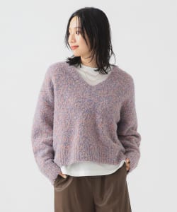 ロング Tシャツ × ブークレ ニット