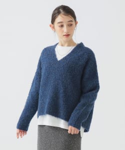 ロング Tシャツ × ブークレ ニット