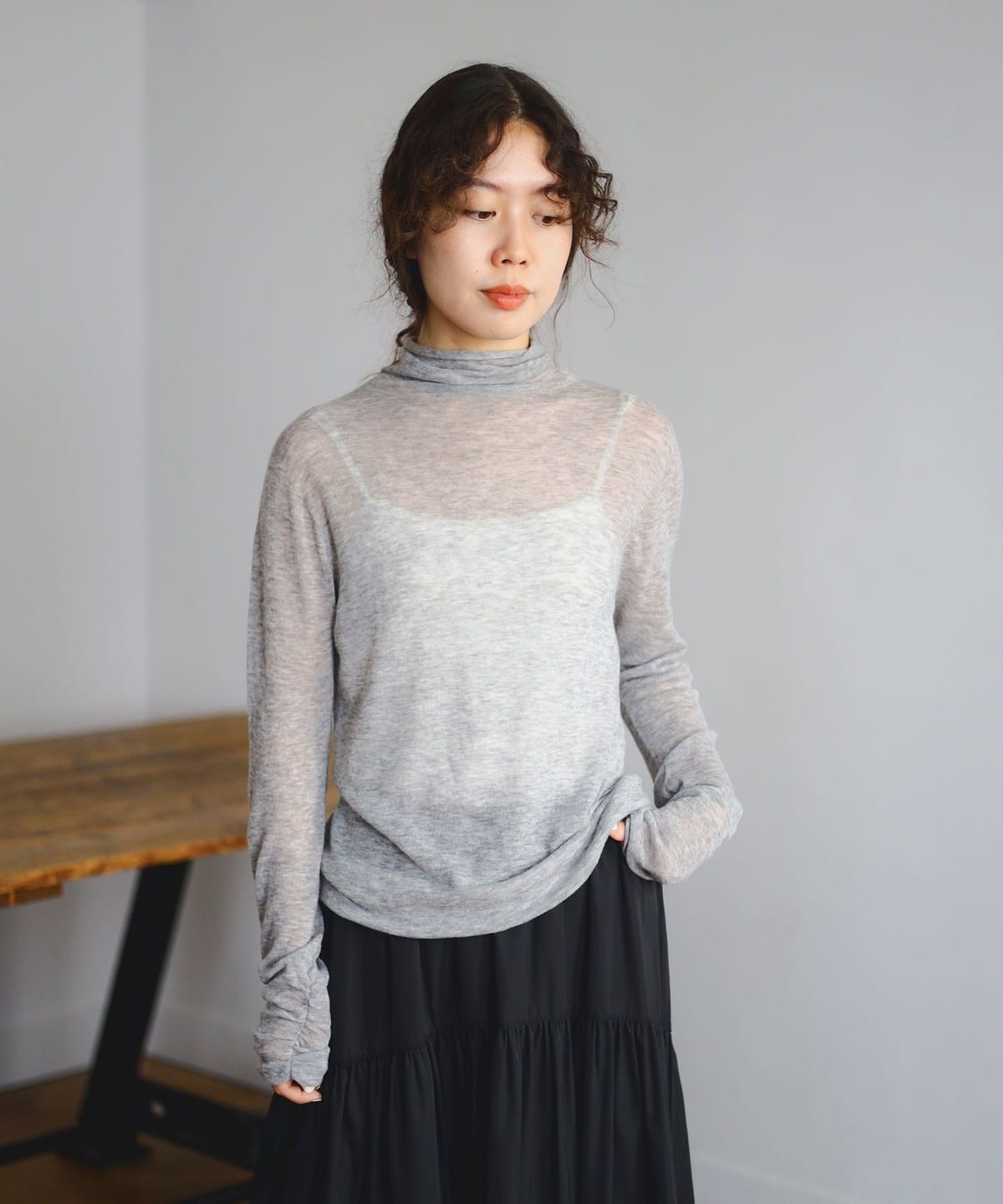 SIMPLE YET PVA WOOL タートルネック トップス WOMEN TOP GREY ONE SIZE SIMPLE YET PVA WOOL タートルネック トップス WOMEN TOP GREY ONE SIZE