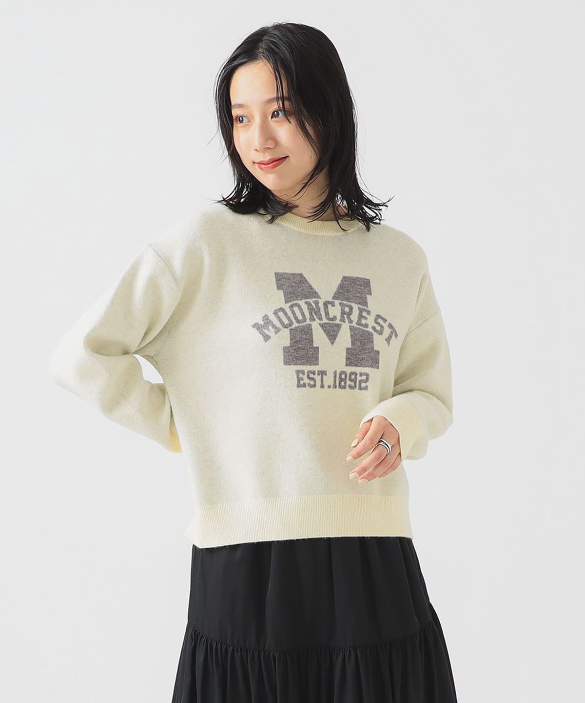 ロゴ ジャカード ニット トップス WOMEN IVORY ONE SIZE ロゴ ジャカード ニット トップス WOMEN IVORY ONE SIZE