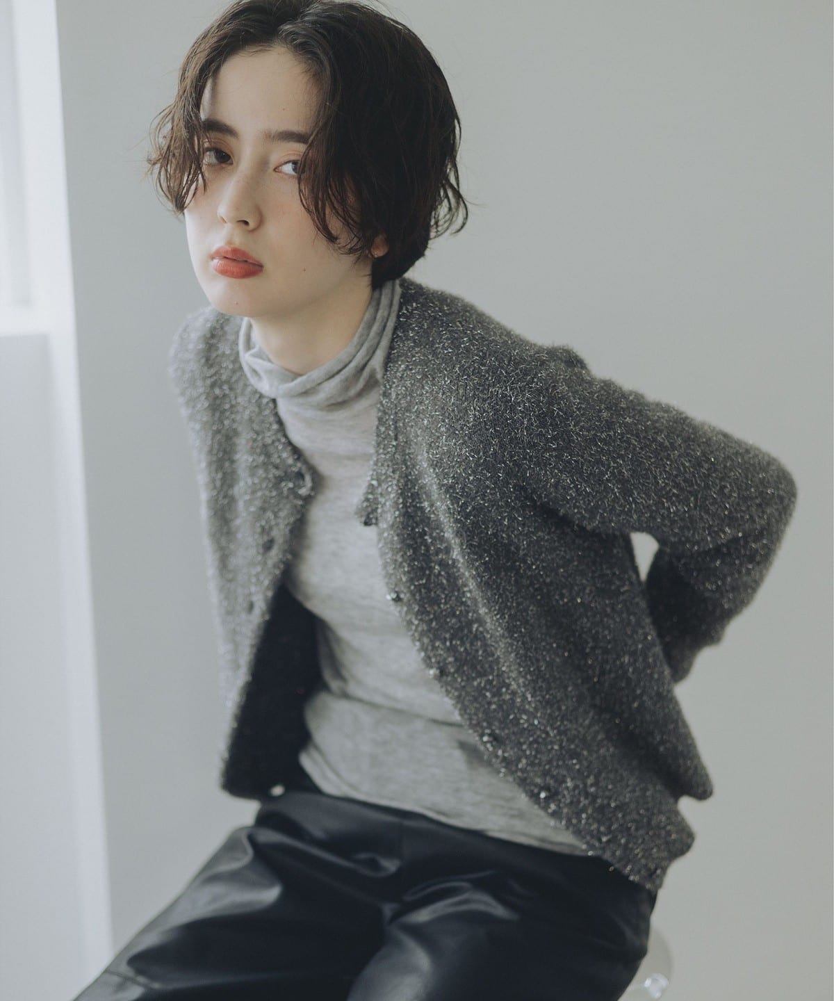 ラメ ニット カーディガン トップス WOMEN GREY ONE SIZE ラメ ニット カーディガン トップス WOMEN GREY ONE SIZE