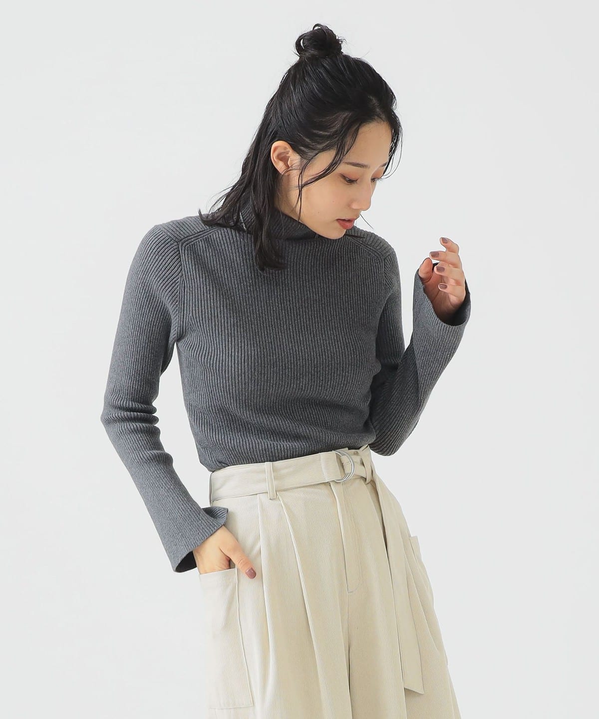 フレア スリーブ ニット トップス WOMEN TOP GREY ONE SIZE フレア スリーブ ニット トップス WOMEN TOP GREY ONE SIZE