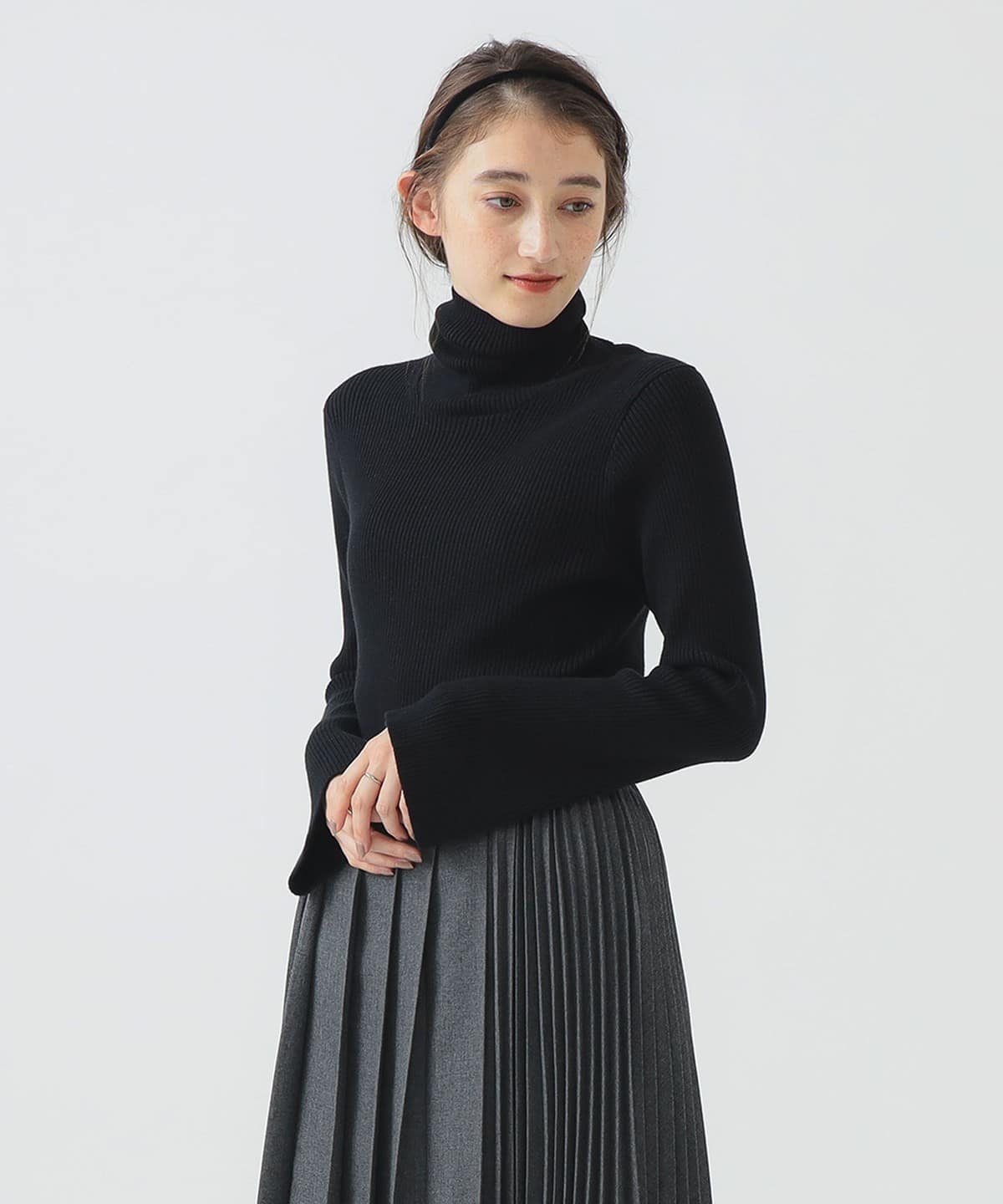 フレア スリーブ ニット トップス WOMEN BLACK ONE SIZE フレア スリーブ ニット トップス WOMEN BLACK ONE SIZE