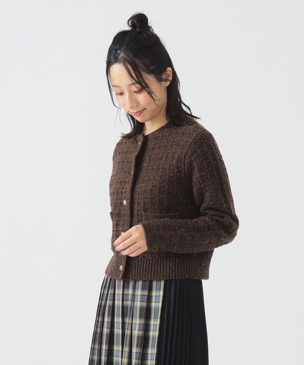 【BEAMS+ 】ネイビー ケーブルニット カーディガンＬ BEAMS+ 】ネイビー ケーブルニット カーディガンL