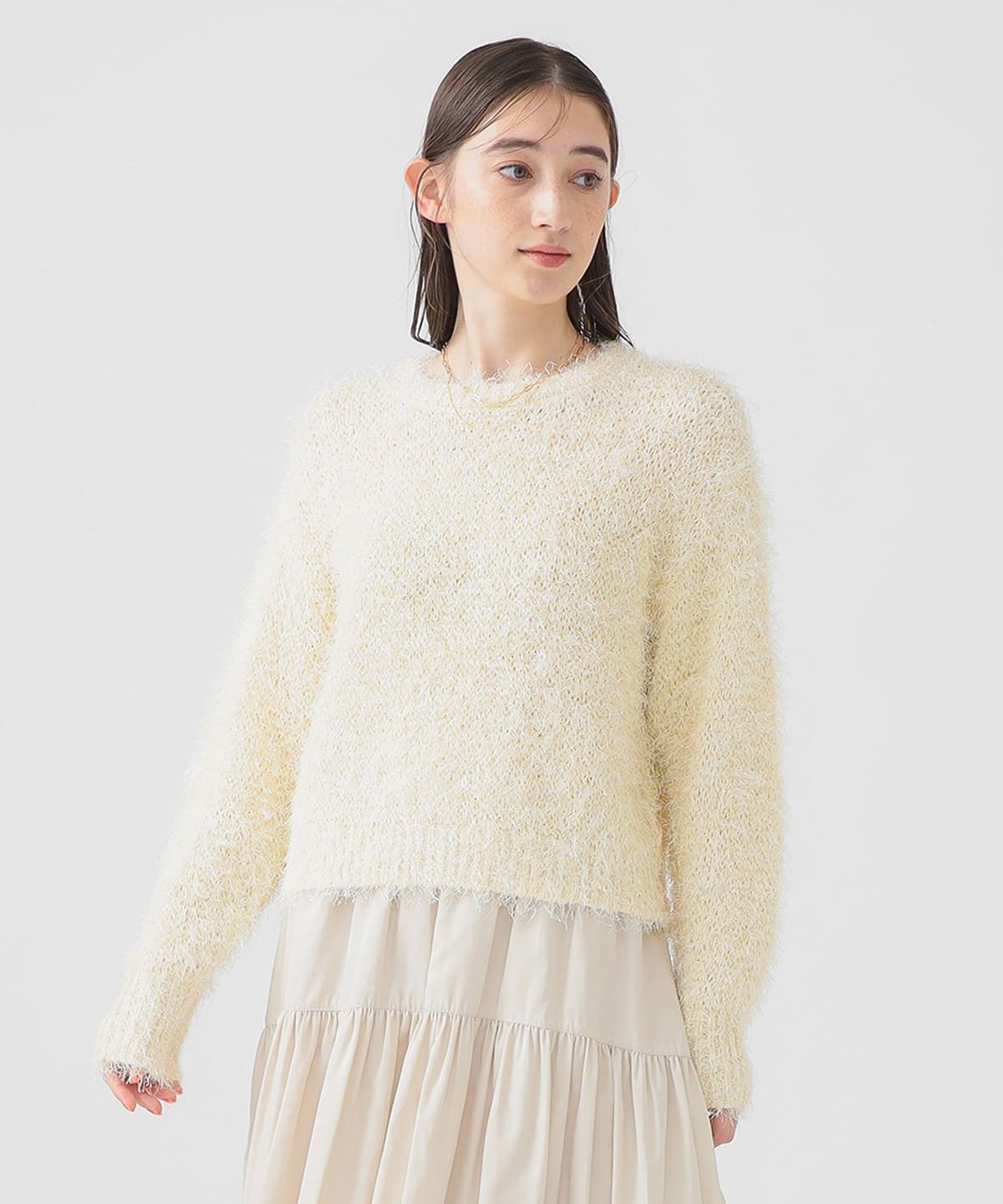 カラー シャギー ニット トップス WOMEN IVORY ONE SIZE カラー シャギー ニット トップス WOMEN IVORY ONE SIZE