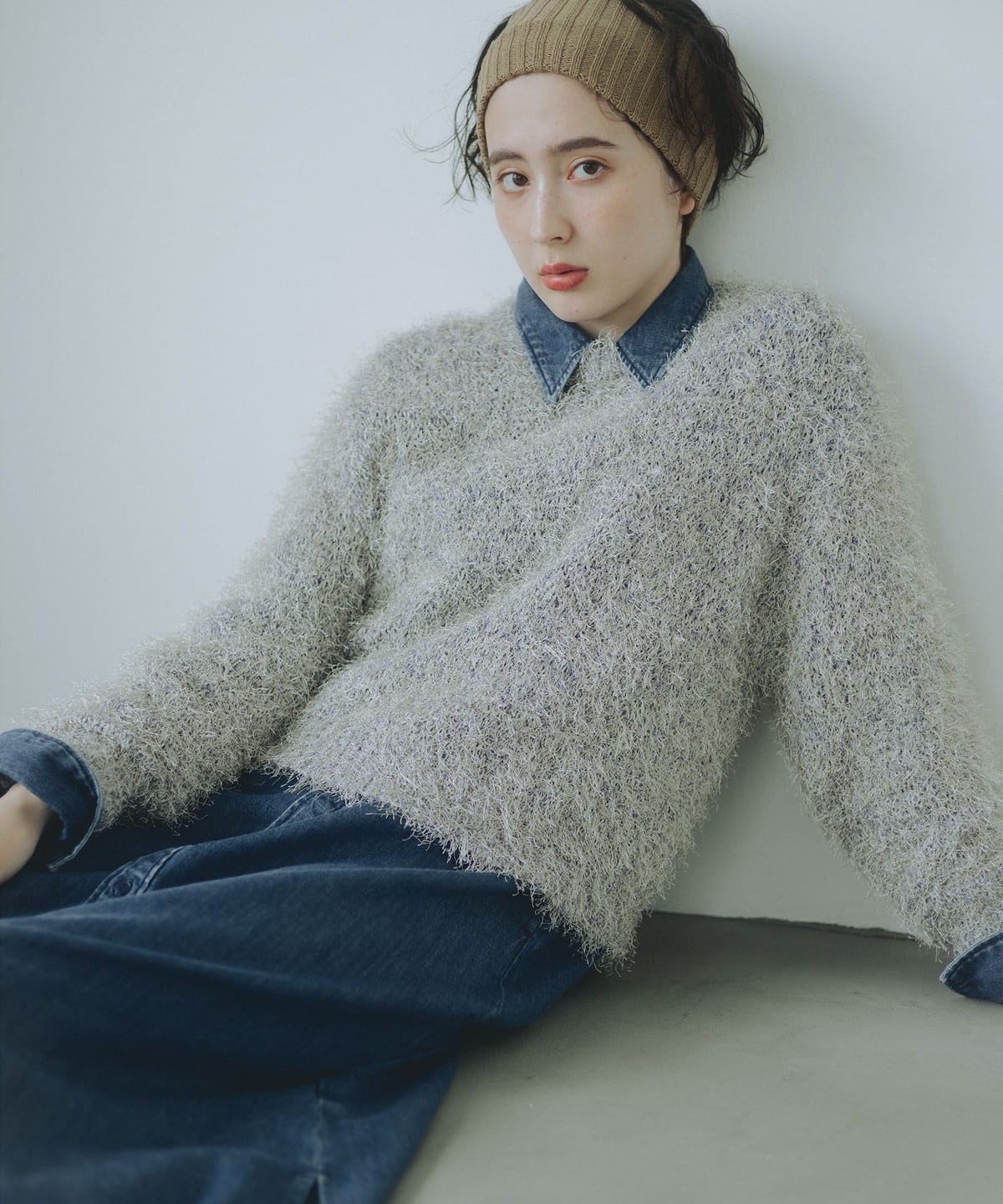 カラー シャギー ニット トップス WOMEN LAVENDER ONE SIZE カラー シャギー ニット トップス WOMEN LAVENDER ONE SIZE