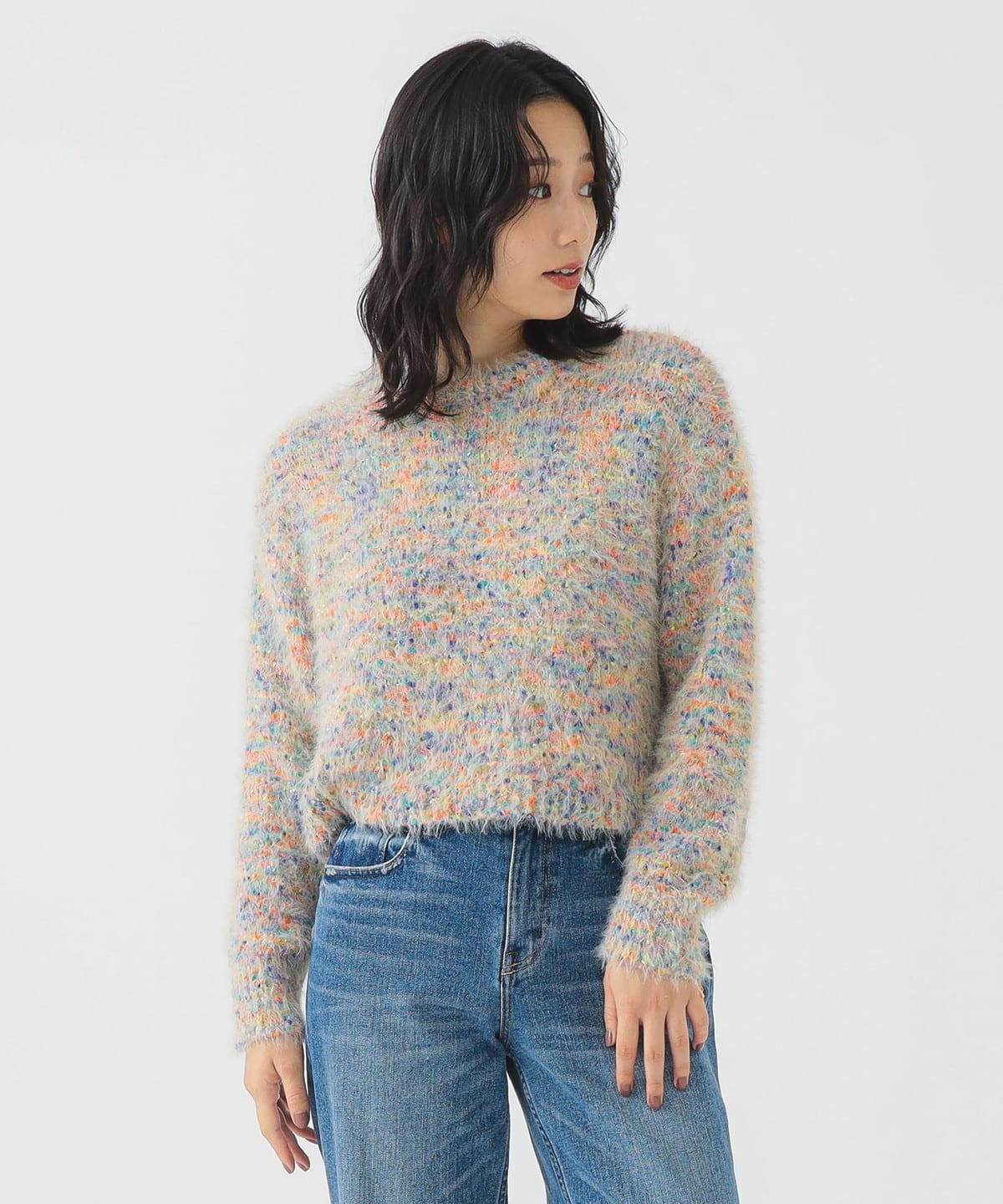 ミックスヤーン ニット トップス WOMEN LIGHT. BEIGE ONE SIZE ミックスヤーン ニット トップス WOMEN LIGHT. BEIGE ONE SIZE