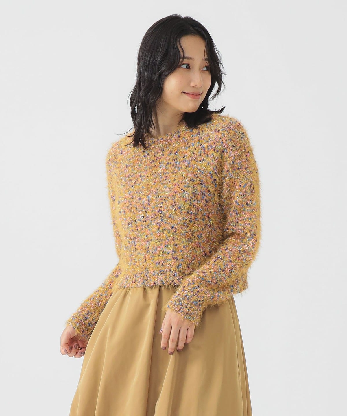 ミックスヤーン ニット トップス WOMEN YELLOW ONE SIZE ミックスヤーン ニット トップス WOMEN YELLOW ONE SIZE