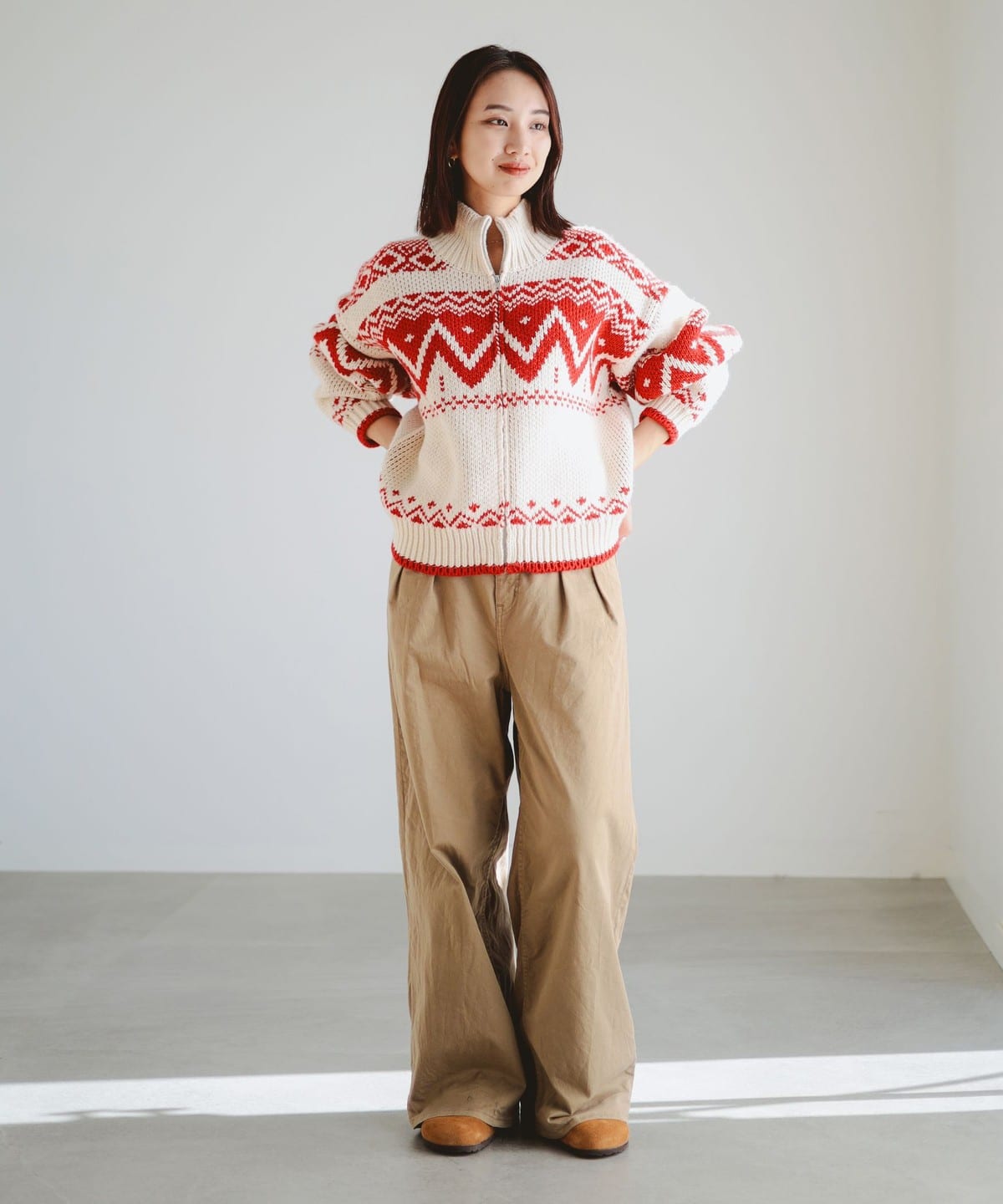 3316【激レア・美品】ハーディエイミス ビッグ刺繍バックロゴ ニットブルゾン B:MING by BEAMS（ビーミング by ビームス）手書き刺繍 ニット