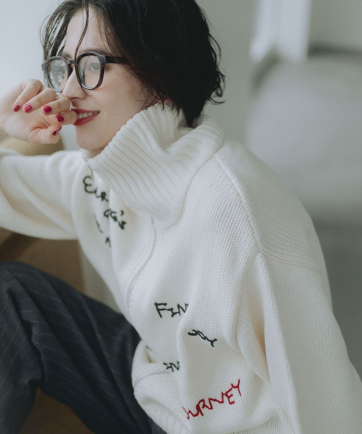 B:MING by BEAMS（ビーミング by ビームス）手書き刺繍 ニット