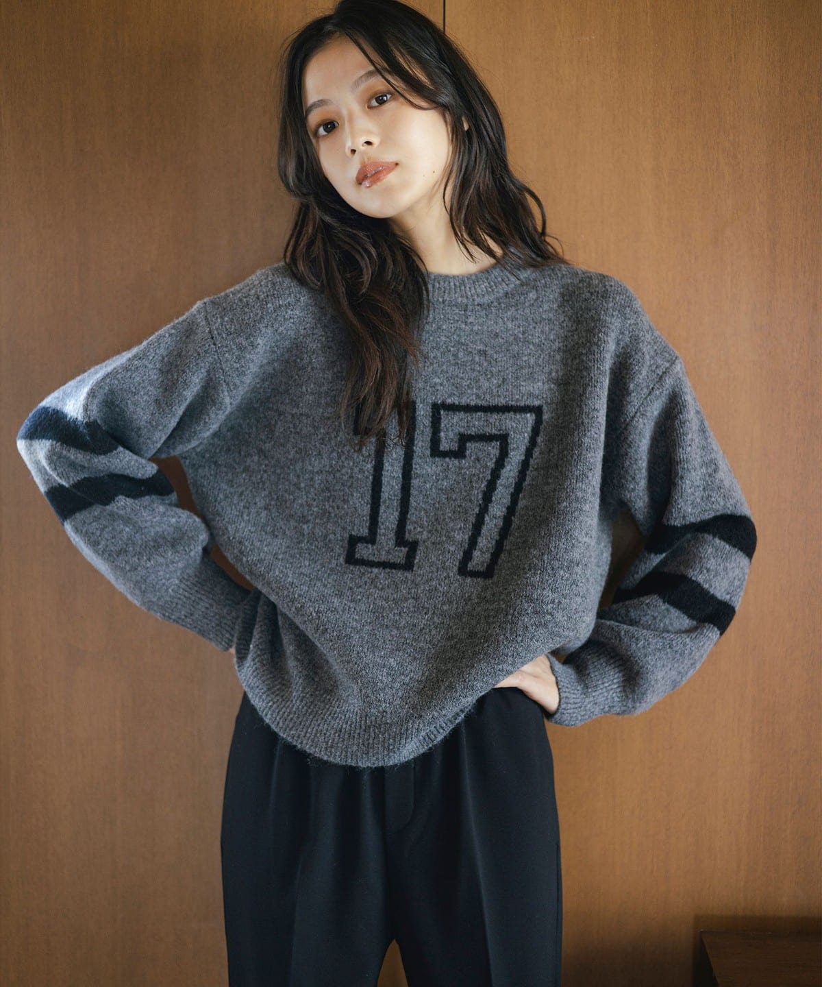 ナンバー ニット トップス WOMEN GREY ONE SIZE ナンバー ニット トップス WOMEN GREY ONE SIZE