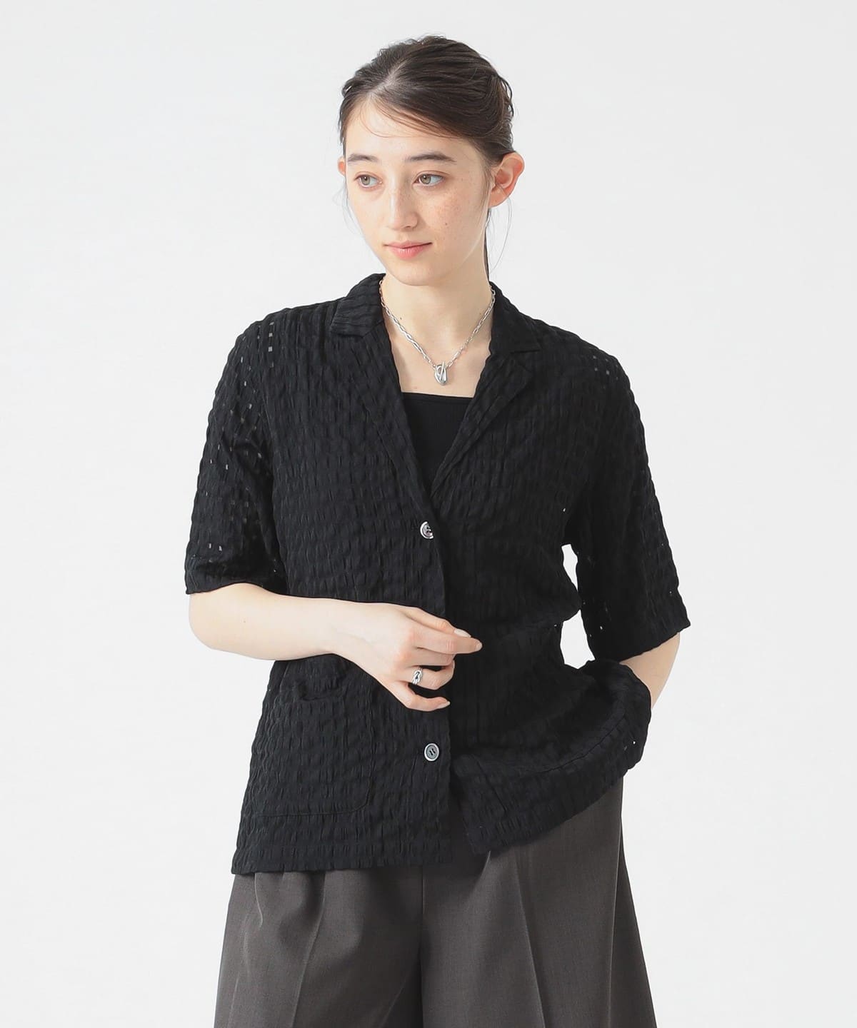 【6/25新規値下げ】【手洗いOK】シアー チェック ジャケット(S M) ジャケット WOMEN BLACK M 【6/25新規値下げ】【手洗いOK】シアー チェック ジャケット(S M) ジャケット WOMEN BLACK M
