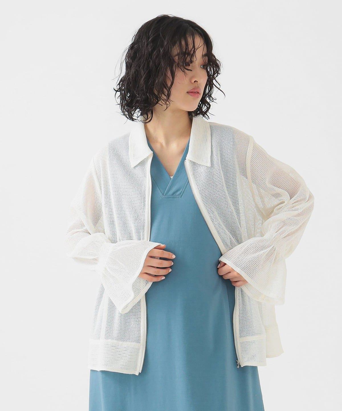 【5/29新規値下げ】【手洗いOK】メッシュ ジップ ジャケット(S M) ブルゾン WOMEN IVORY M 【5/29新規値下げ】【手洗いOK】メッシュ ジップ ジャケット(S M) ブルゾン WOMEN IVORY M