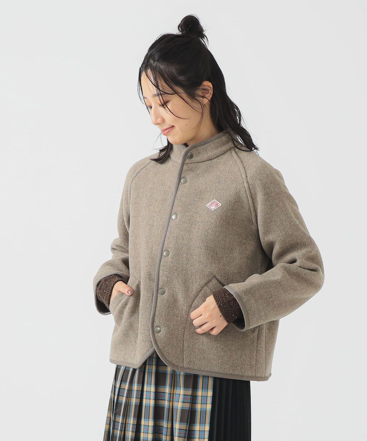DANTON _g / WOOL LIGHT PILE STANDCOLLAR JACKET u] WOMEN H. BEIGE 34