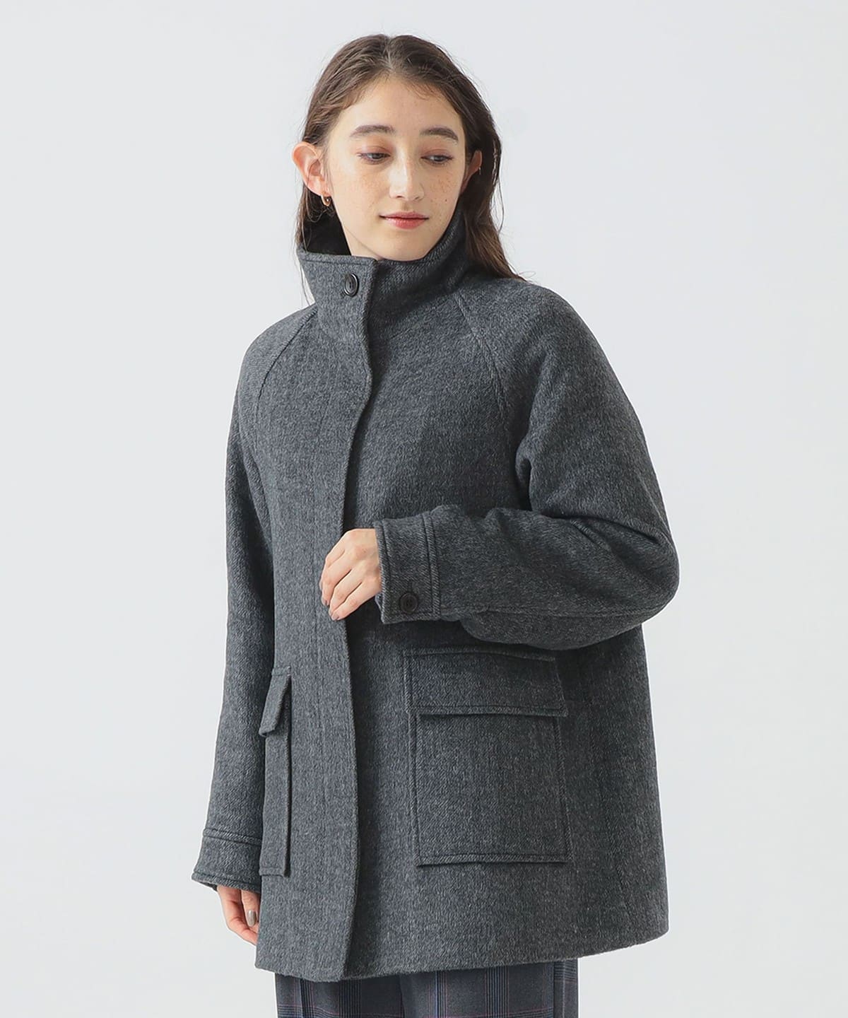 スタンドカラー コート コート WOMEN GREY S