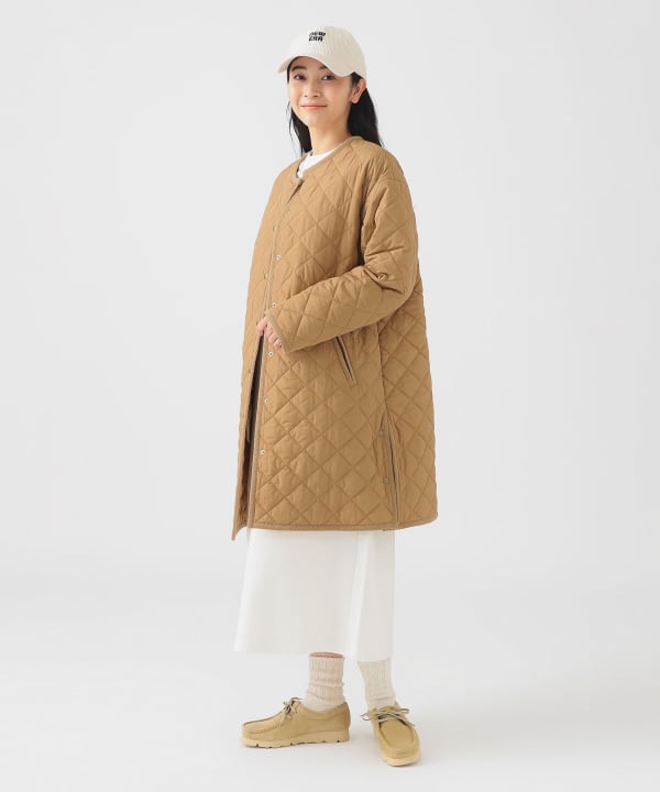 Beams ノーカラー  コート ブラック Demi-Luxe BEAMS ノーカラーコート コート フレアー ラグラン