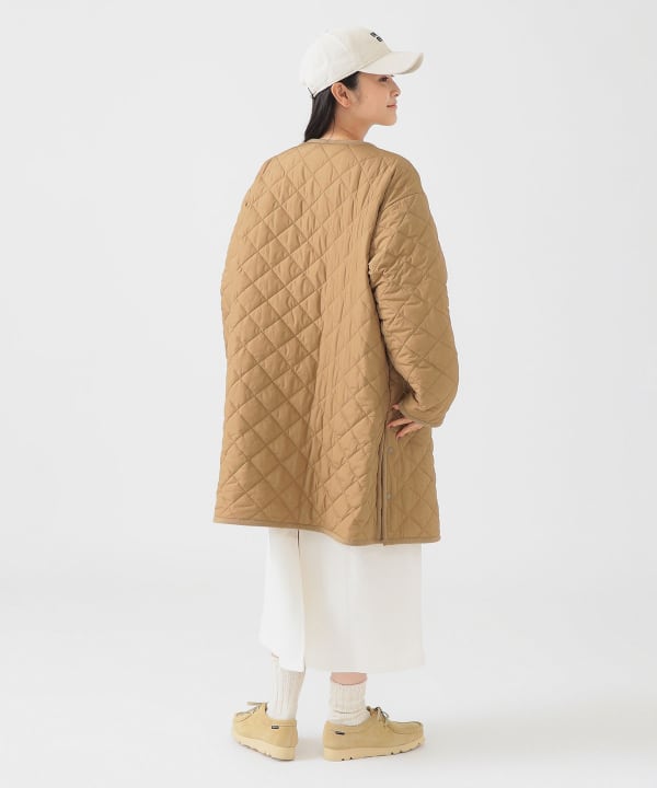Beams ノーカラー  コート ブラック Demi-Luxe BEAMS ノーカラーコート コート フレアー ラグラン