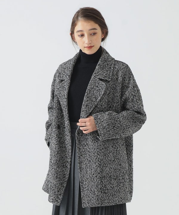 B:MING by BEAMS ラトーレ ヘリンボーン ピーコート アルパカ混 B:MING by BEAMS（ビーミングバイビームス）の「B:MING by BEAMS