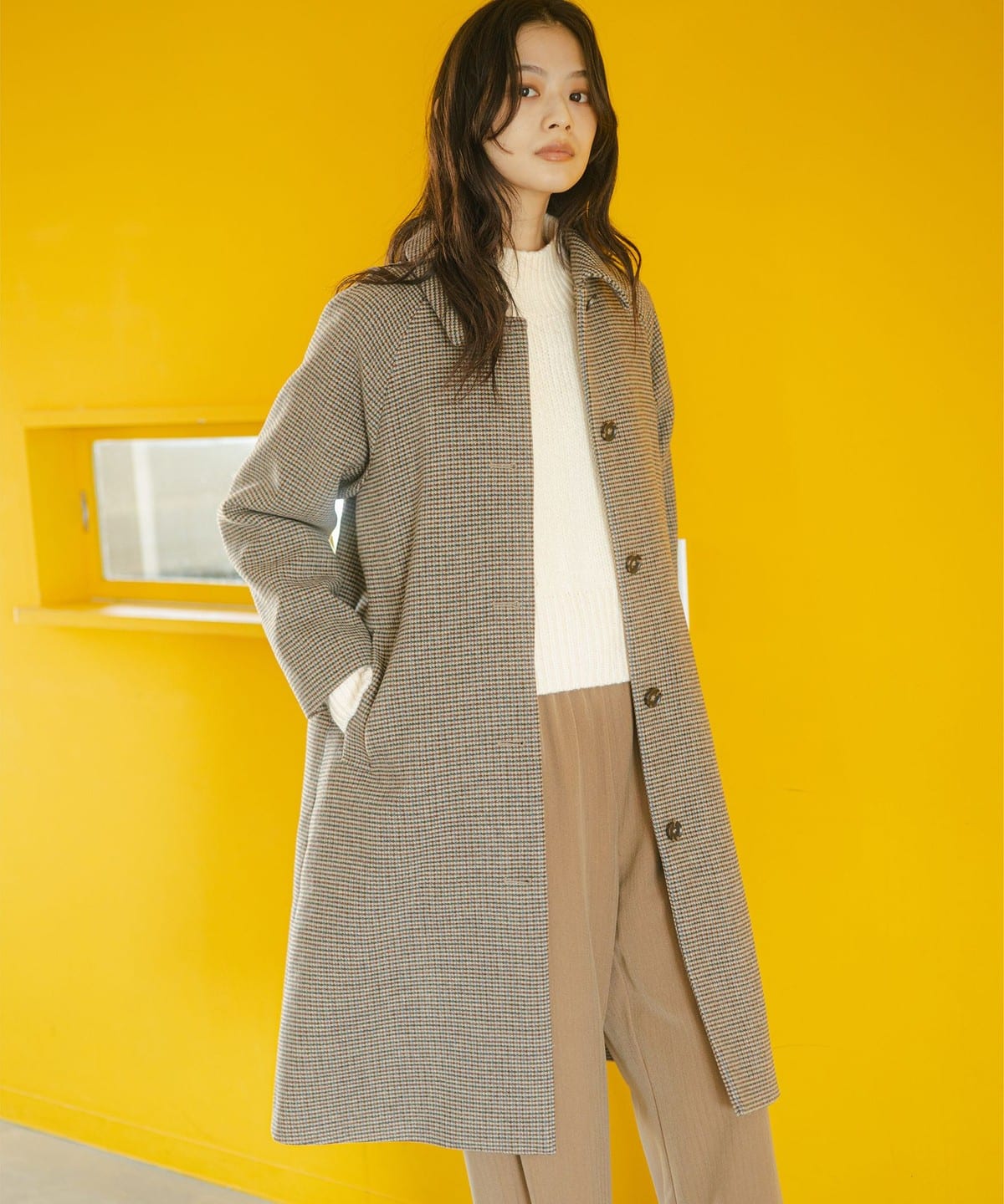 【タグ付き】B:MING byBEAMS ステンカラーコート　S B:MING by BEAMS（ビーミング by ビームス）チェック ステン