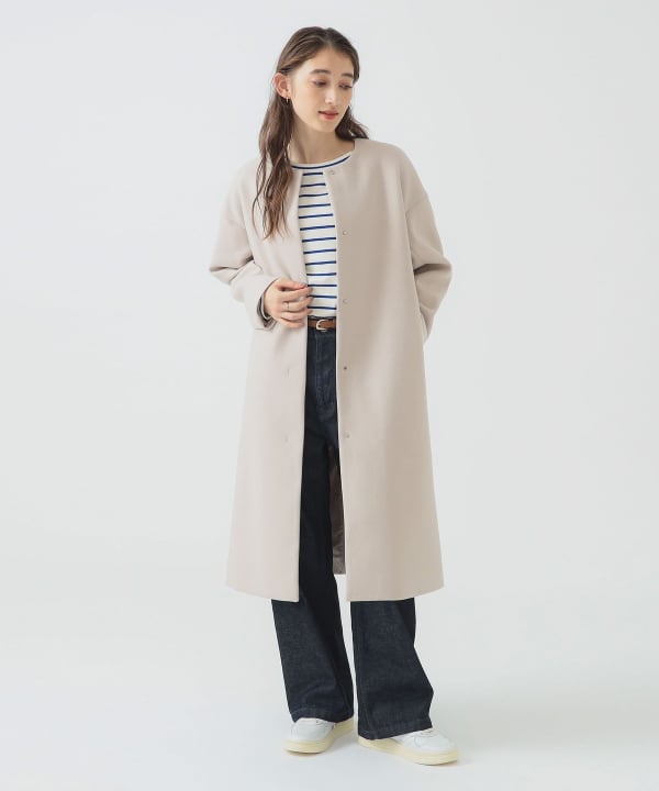 ビーミングバイビームス PECOラム フード付きコート ノーカラーコート B:MING by BEAMS（ビーミング by ビームス）ノーカラー コート