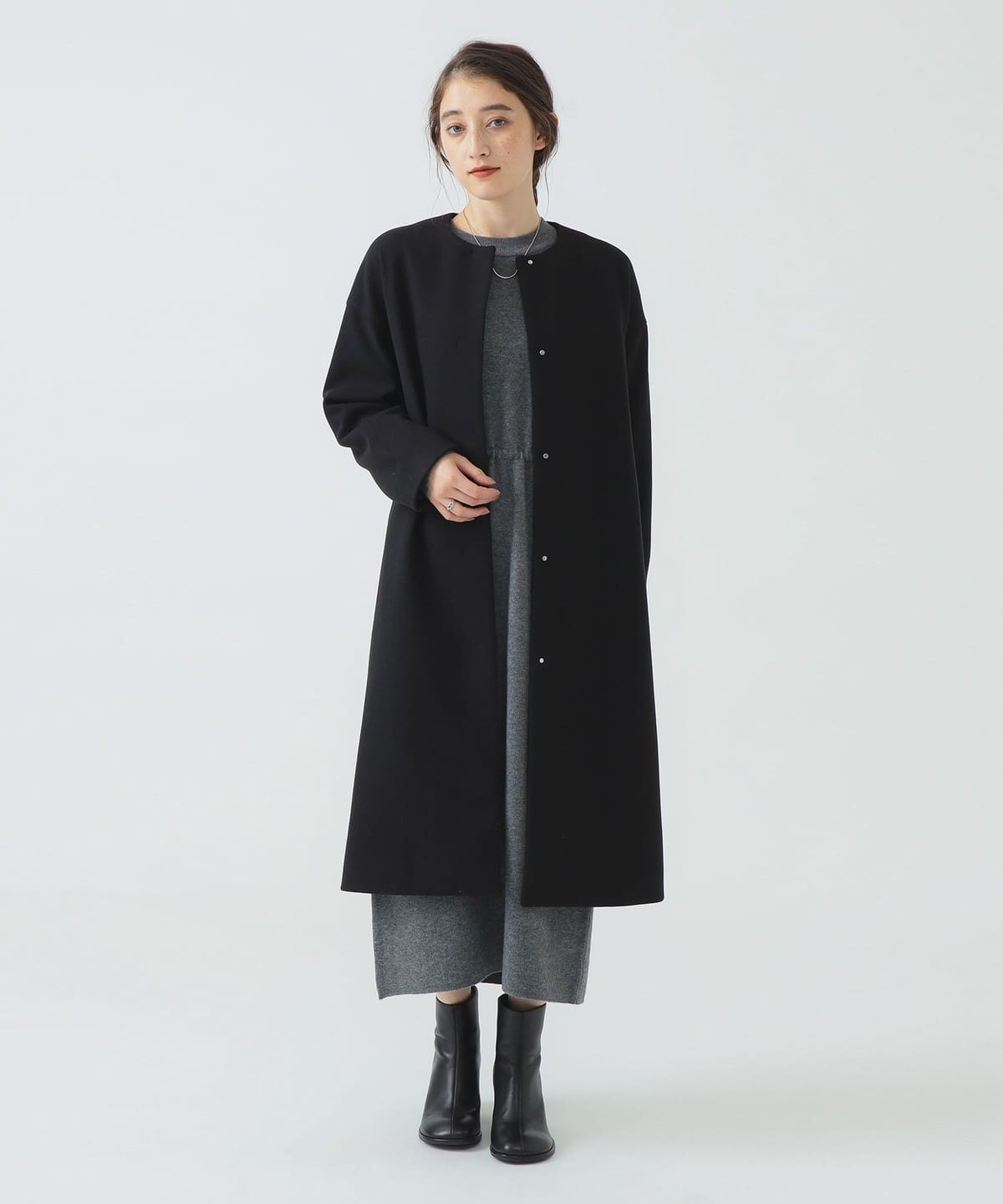ビームス ノーカラーコート 未使用品 B:MING by BEAMS(ビーミング by ビームス)ノーカラー コート
