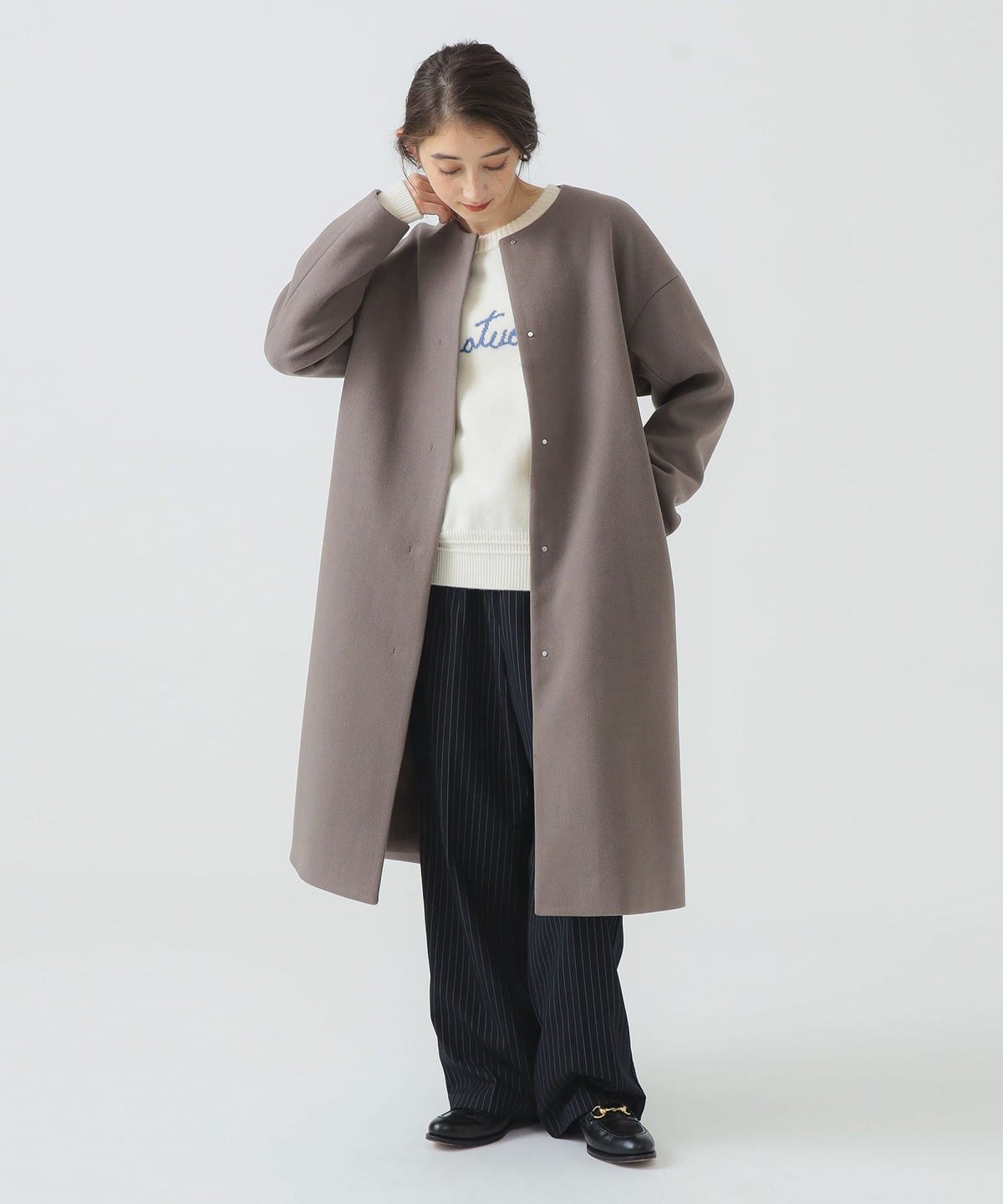 ビームス ノーカラーコート 未使用品 B:MING by BEAMS(ビーミング by ビームス)ノーカラー コート