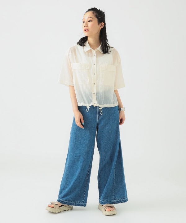 麻デニムパンツ　白　L B:MING by BEAMS（ビーミング by ビームス）綿麻 デニム パンツ