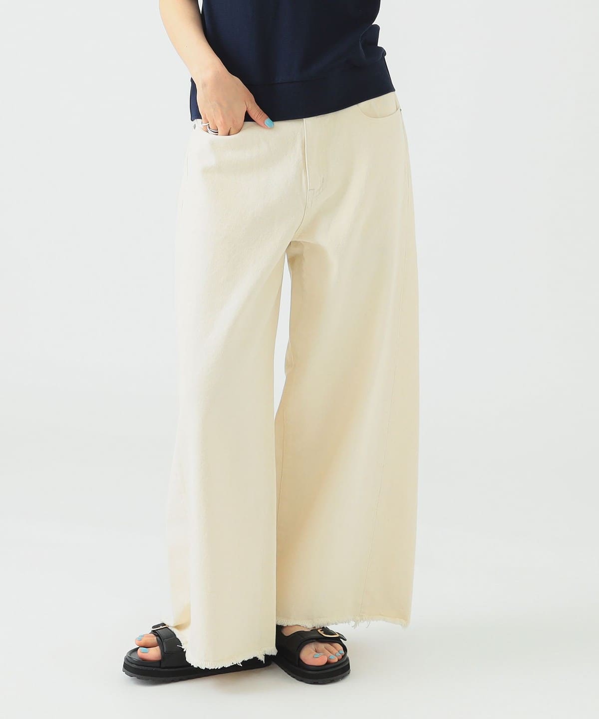 綿麻 デニム パンツ(S M) パンツ WOMEN IVORY S 綿麻 デニム パンツ(S M) パンツ WOMEN IVORY S