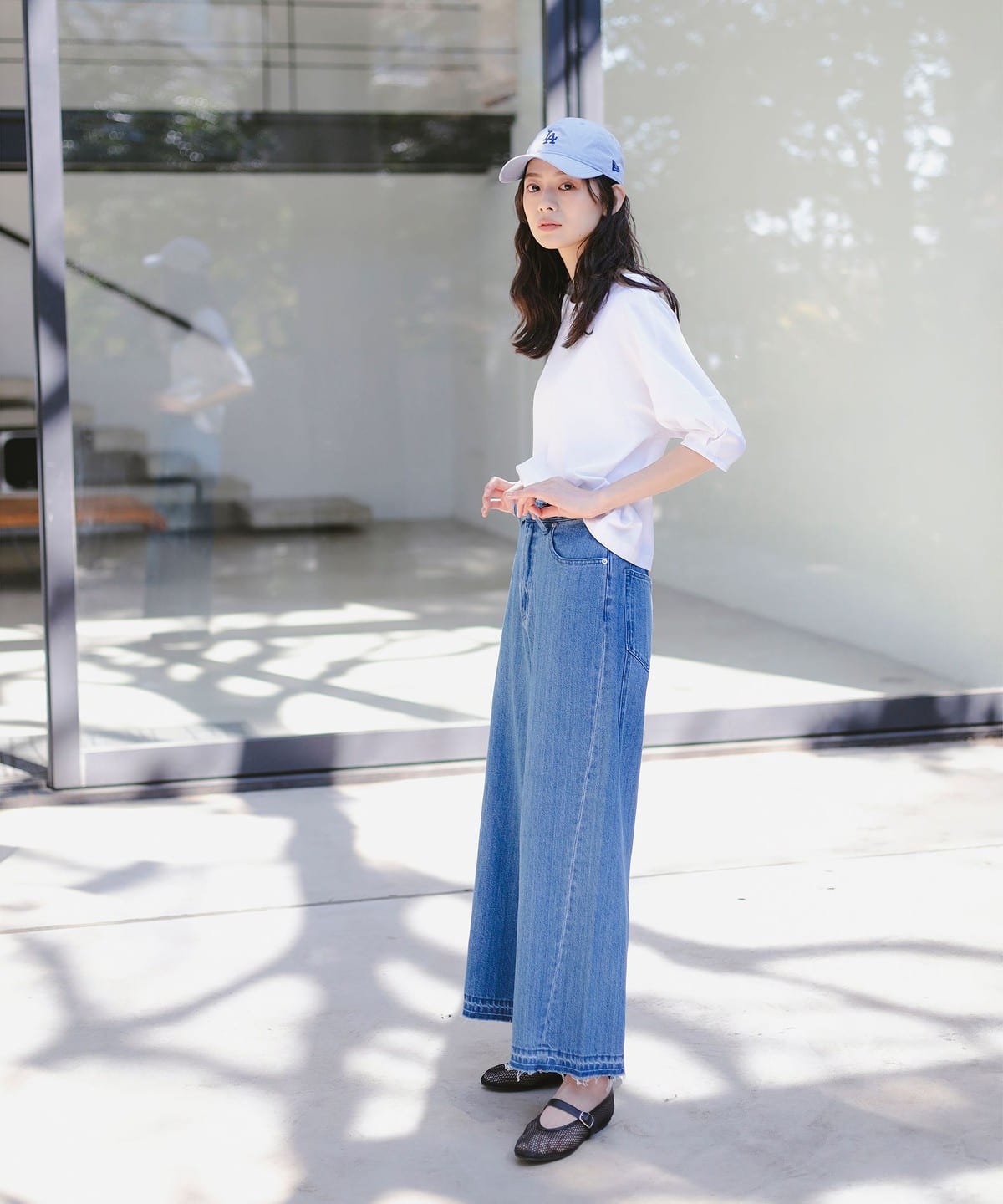 綿麻 デニム パンツ(S M) パンツ WOMEN LIGHT INDIGO M 綿麻 デニム パンツ(S M) パンツ WOMEN LIGHT INDIGO M