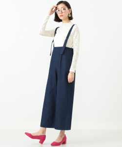 B:MING by BEAMS / サスペンダー付デニムワイドパンツ