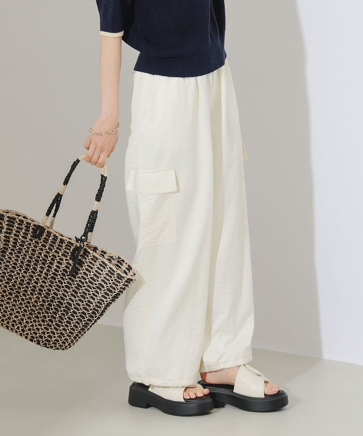 B:MING by BEAMS（ビーミング by ビームス）サテン カーゴ パンツ