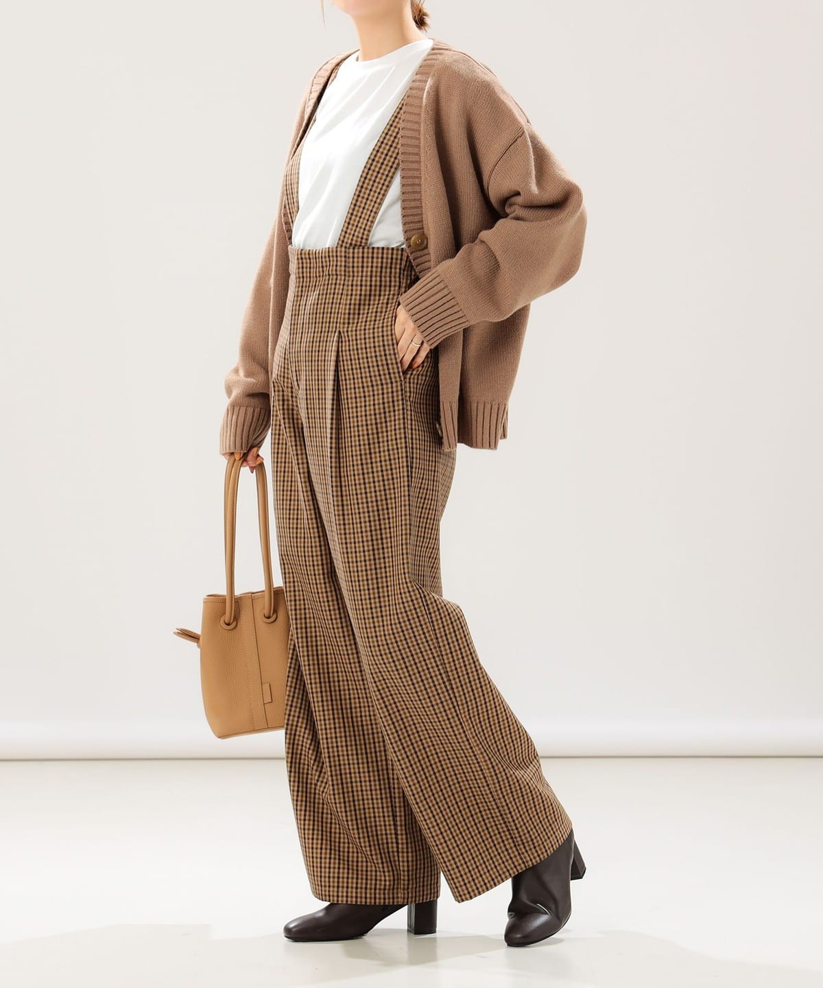 チェック サス付きパンツ パンツ WOMEN BROWN M チェック サス付きパンツ パンツ WOMEN BROWN M