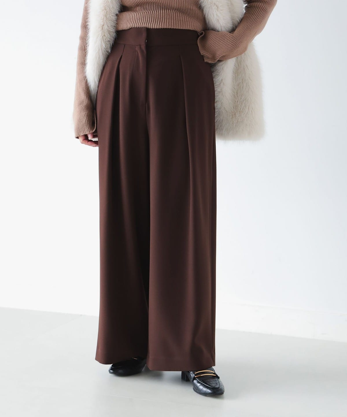 ハイウエスト ワイドパンツ パンツ WOMEN BROWN S ハイウエスト ワイドパンツ パンツ WOMEN BROWN S